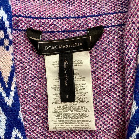 BCBGMaxAzria Cardigan - Moriah Ethnic Jacquard Sweater Wrap in Blue, Small - Picture 7 of 10